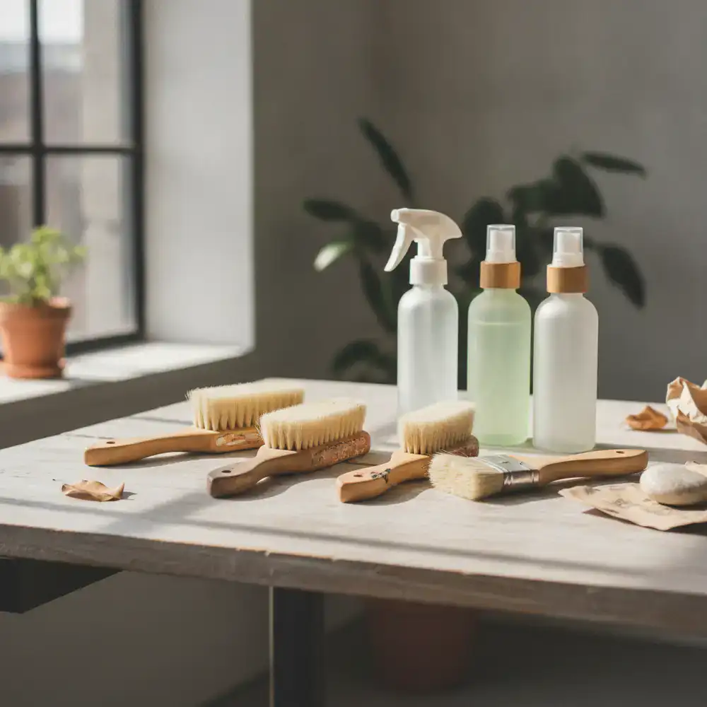Natural bristle brushes and eco-friendly spray bottles